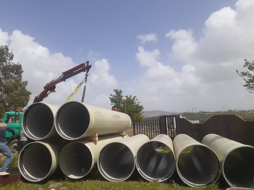 Receipt of spare pipes for the Al-Muzayna and Tell Hawsh irrigation projects in the Talkalakh area of ​​Homs Governorate