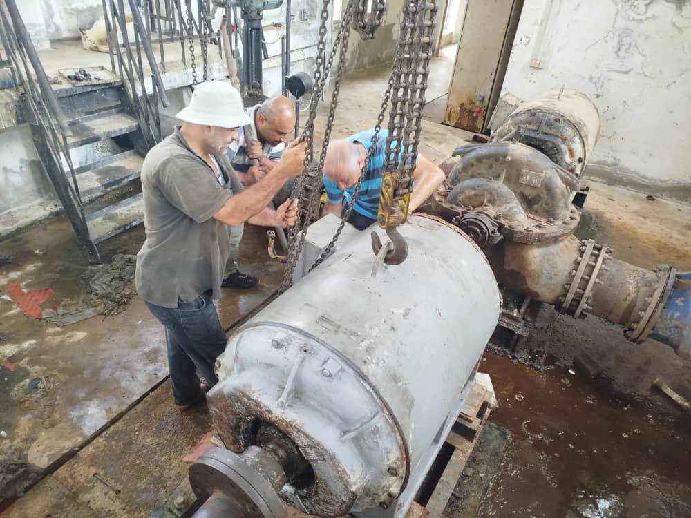 Restarting the second pump at Ain Zubda pumping station after its maintenance
