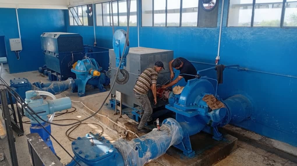 The Water Resources Directorate in Latakia is following up on the operation and maintenance work at the pumping stations of Mashqita Dam